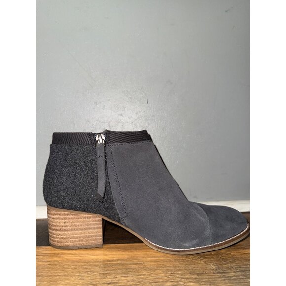 Tom’s Loren Suede Gray Ankle Heeled Boots Bootie Size 7.5 - Picture 4 of 14